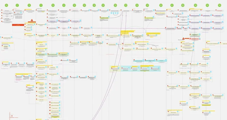 Board do design sprint de expansão com os exercícios do time
